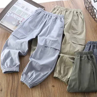Kids Quick-Dry Cargo Pants Multi-Color Elastic Waist