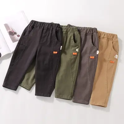 Boys Casual Pants Western Style Elastic Waist 4 Colors