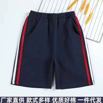 Kids Navy Blue Red Stripe Shorts Cotton Summer Wear