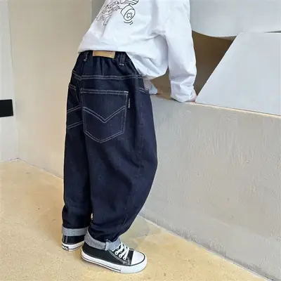 Dark Blue Wide Leg Jeans for Boys School Play Casual Wear