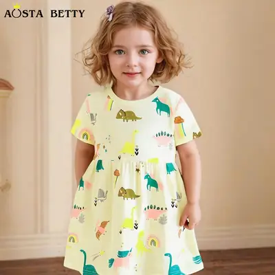 Kids Dinosaur Print Dress Summer Wear Pakistan