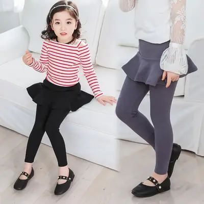 Girls Cotton Ruffled Leggings with Skirt Set