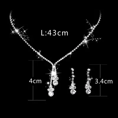 Rhinestone Zircon Bridal Necklace & Earrings Set
