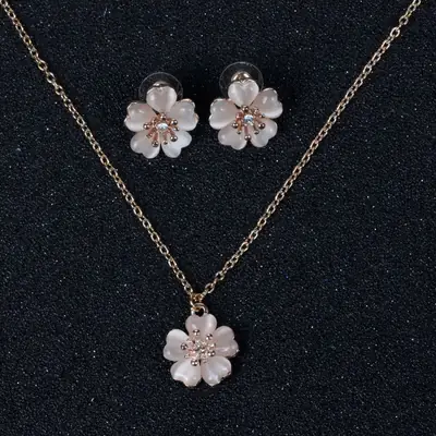 Opal Cherry Blossom Jewelry Set for Pakistani Brides