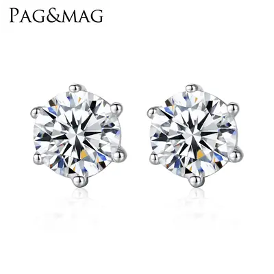 PAG & MAG Earrings 925 Silver Zircon Modern Design