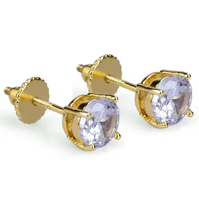 Gold Plated Stud Earrings with Micro Zircon Stones