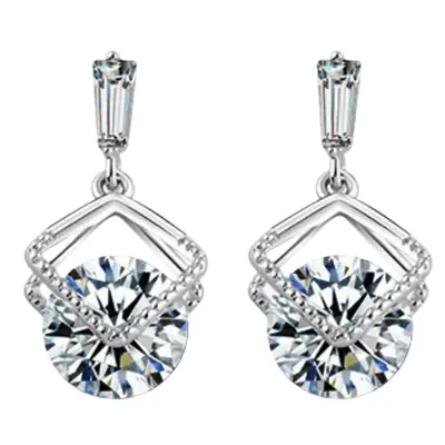 Korean Style Zircon Earrings White Gold Non Allergic