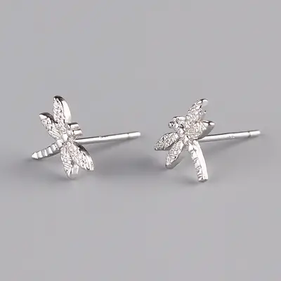 Dragonfly Earrings 925 Silver Lightweight Hypoallergenic