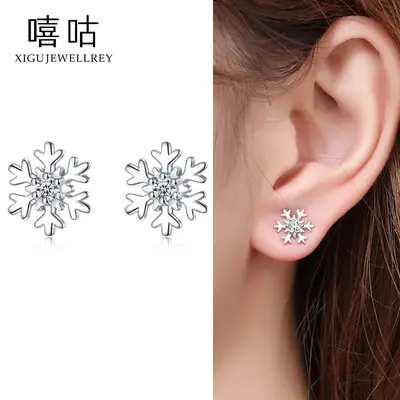 Snowflake Earrings S925 Silver Winter Charm