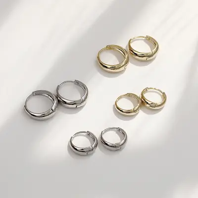 Elegant Round Hoop Earrings Gold Plated for Daily Wear