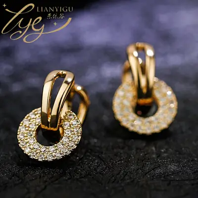 Gold Tones Joker Design Zircon Earrings for Women