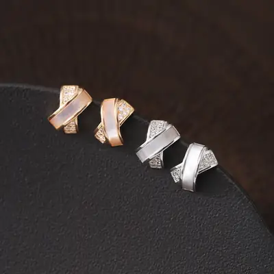 Cross Shaped Earrings Rose Gold & Silver 925 Silver