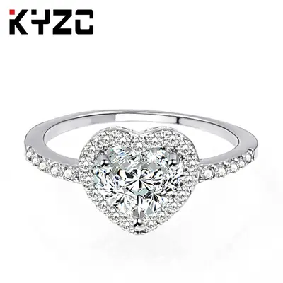 Heart-Shaped Love Ring Zircon Female Fashion Jewelry