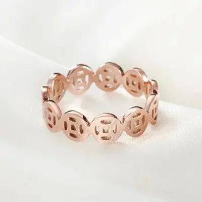 Rose Gold Korean Bell Ring for Women Daily Wear