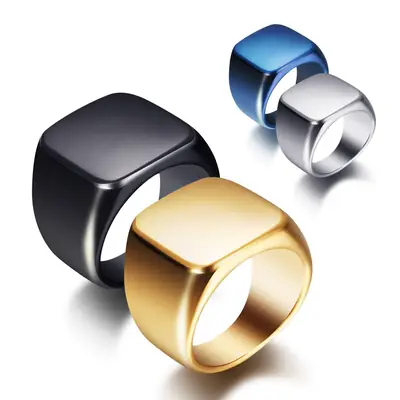 Retro Glossy Stainless Steel Ring 18mm Daily Wear