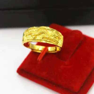 Gold Dragon Phoenix Couple Ring Copper Plated