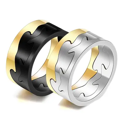 Men's 9mm Two-Color Stainless Steel Trendy Ring