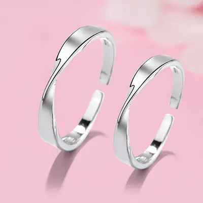 Women Mobius Opening Ring White Gold Couple Gift