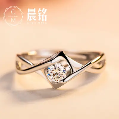 925 Sterling Silver Angel Kiss Open Ring for Women Korean Style