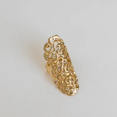 Gold Rhinestone Hollow Ring Fashion Alloy Jewelry