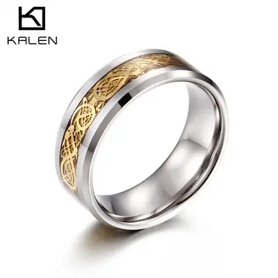 Women Dragon Ring Roman Code Tungsten Steel Jewelry