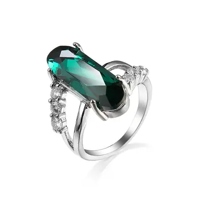 Green Zircon Silk Jewelry Ring Saudi Star Design