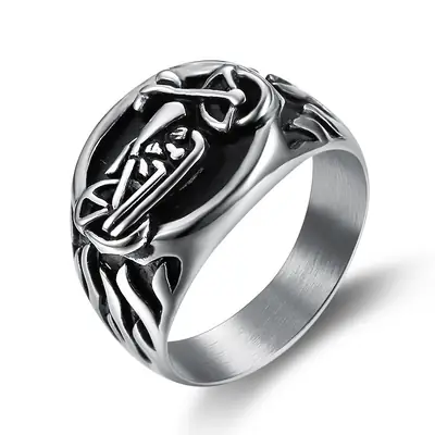Stainless Steel Motorcycle Flame Ring for Men Retro Style
