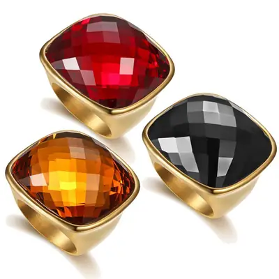 Elegant Women's Gemstone Rings Black Square Daily Wear