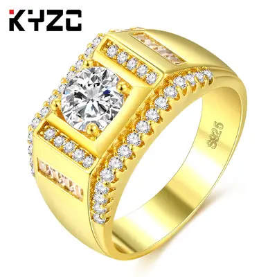 Men Silver Diamond Micro Inlay Ring Fashion Jewelry
