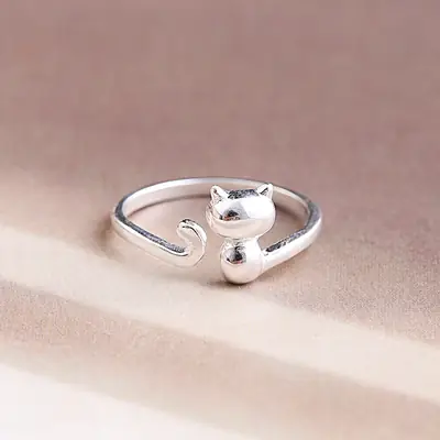 Korean Style Cat Finger Ring for Women Daily Wear Jewelry
