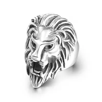 Titanium Lion Head Ring King of Forest SA872