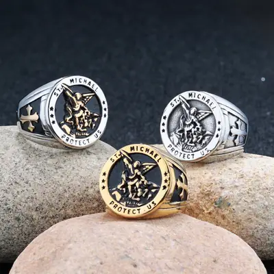 Men's Angel Cross Ring 316L Stainless Steel