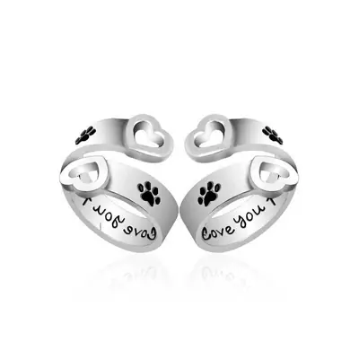 Silver Heart Dog Paw Ring for Daily Wear
