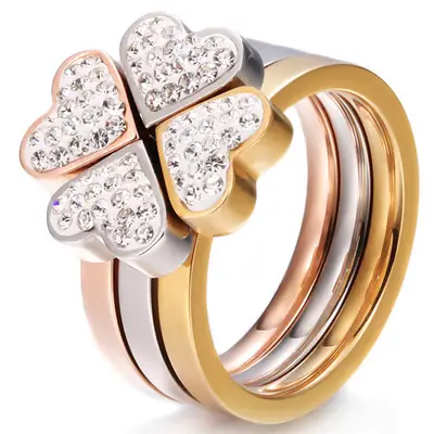 Korean Style Stainless Steel Love Ring for Women Gold Three Color Detachable