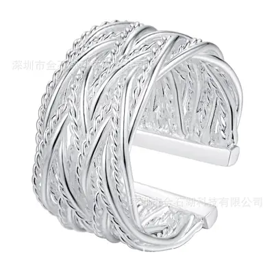 Silver Woven Mesh Ring Korean Style 925 Silver