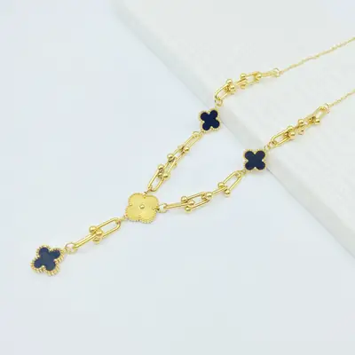 Four-Leaf Flower Bracelet Set Gold Turquoise Daily Wear Jewelry thumbnail 10