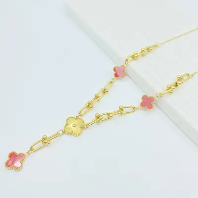 Four-Leaf Flower Bracelet Set Gold Turquoise Daily Wear Jewelry thumbnail 11