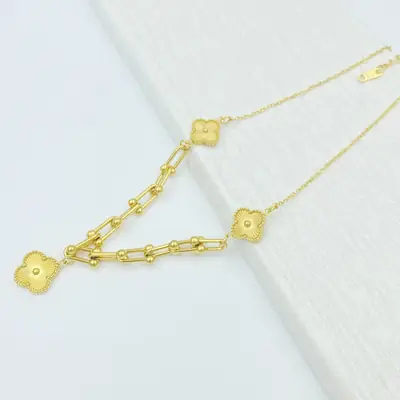 Four-Leaf Flower Bracelet Set Gold Turquoise Daily Wear Jewelry thumbnail 13