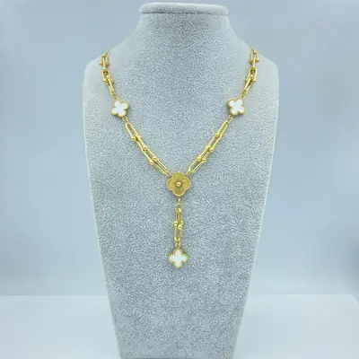 Four-Leaf Flower Bracelet Set Gold Turquoise Daily Wear Jewelry thumbnail 14