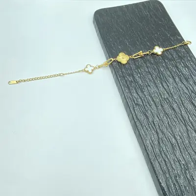 Four-Leaf Flower Bracelet Set Gold Turquoise Daily Wear Jewelry thumbnail 21