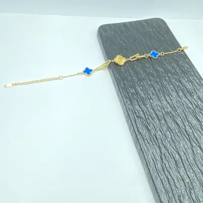 Four-Leaf Flower Bracelet Set Gold Turquoise Daily Wear Jewelry thumbnail 23