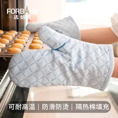 Oven Mitts Blue Quilted Heat Resistant Non Slip