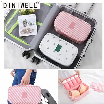 Pink Striped Travel Organizer for Bras & Cosmetics