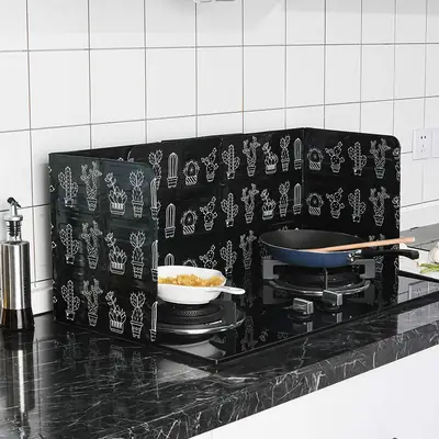Foldable Heat Insulation Baffle Black Cactus Pattern