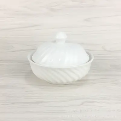 White Ceramic Bowl with Lid for Soups & Desserts