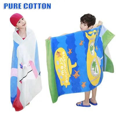 Pure Cotton Cartoon Kids Towel Blue Green