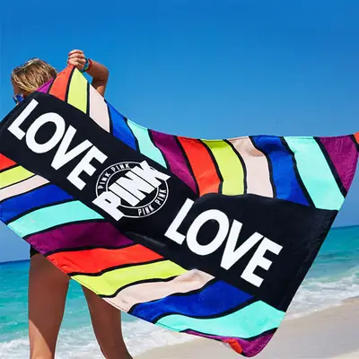 Rainbow Love Towel 145x70cm Cotton Beach Use