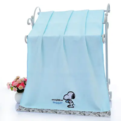 Light Blue Cartoon Embroidered Bath Towels for Kids & Adults thumbnail 5