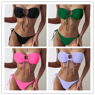 2023 Split Triangle Bikini Set Multicolor Strapless