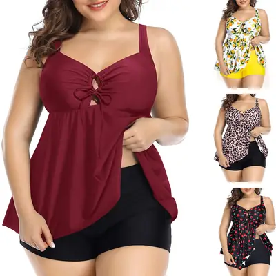 Plus Size Belly Contracting Swimsuit Wine Red